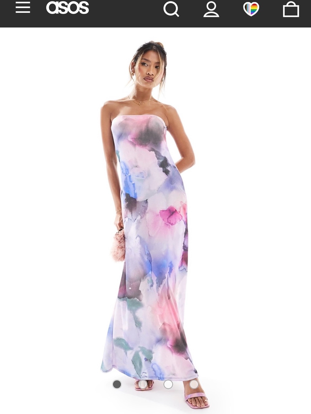 New with tags ASOS design watercolour floral strapless maxi dress - size small